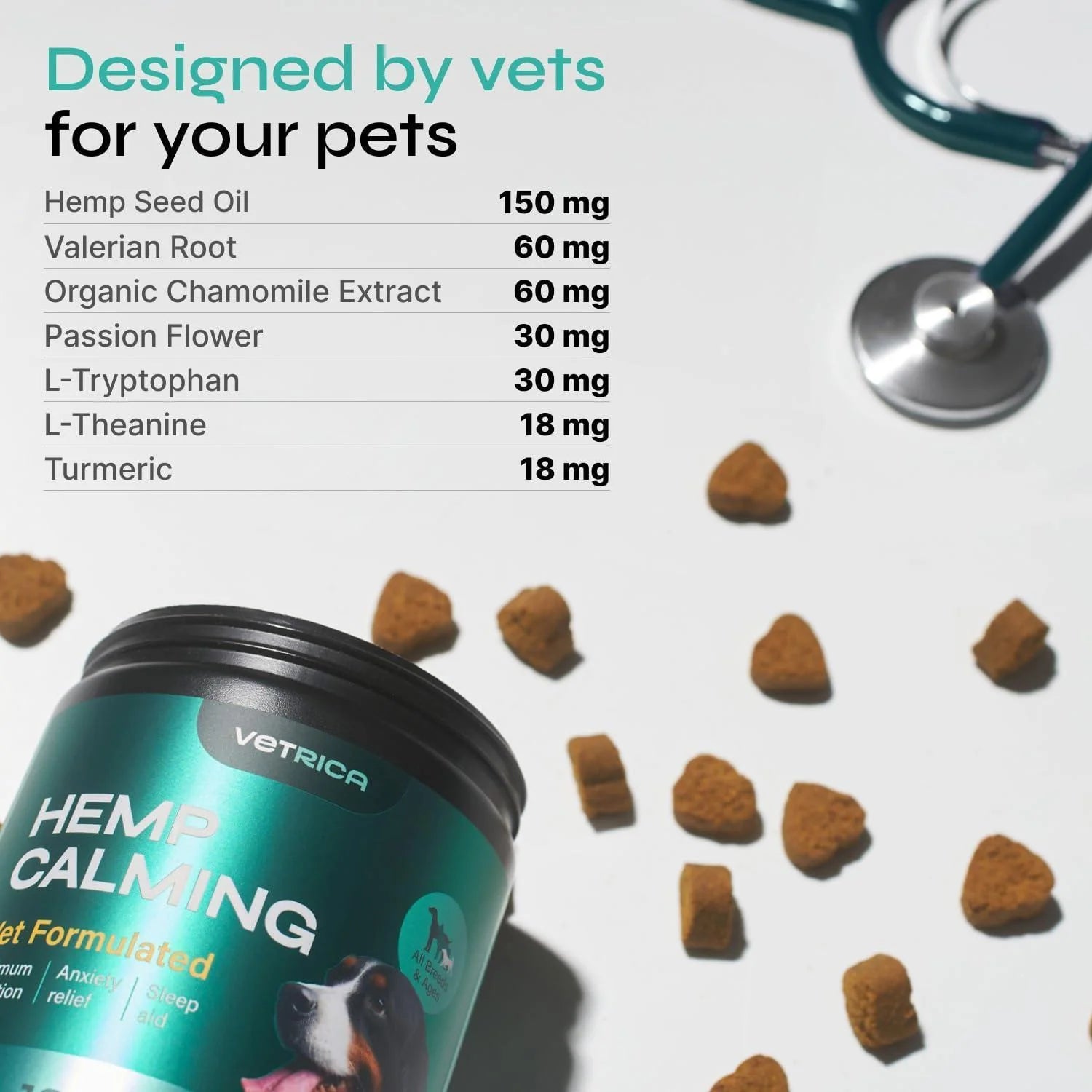 Calming Chews for Dogs Anxiety Relief Beef Flavor Chews for Dogs with Valerian