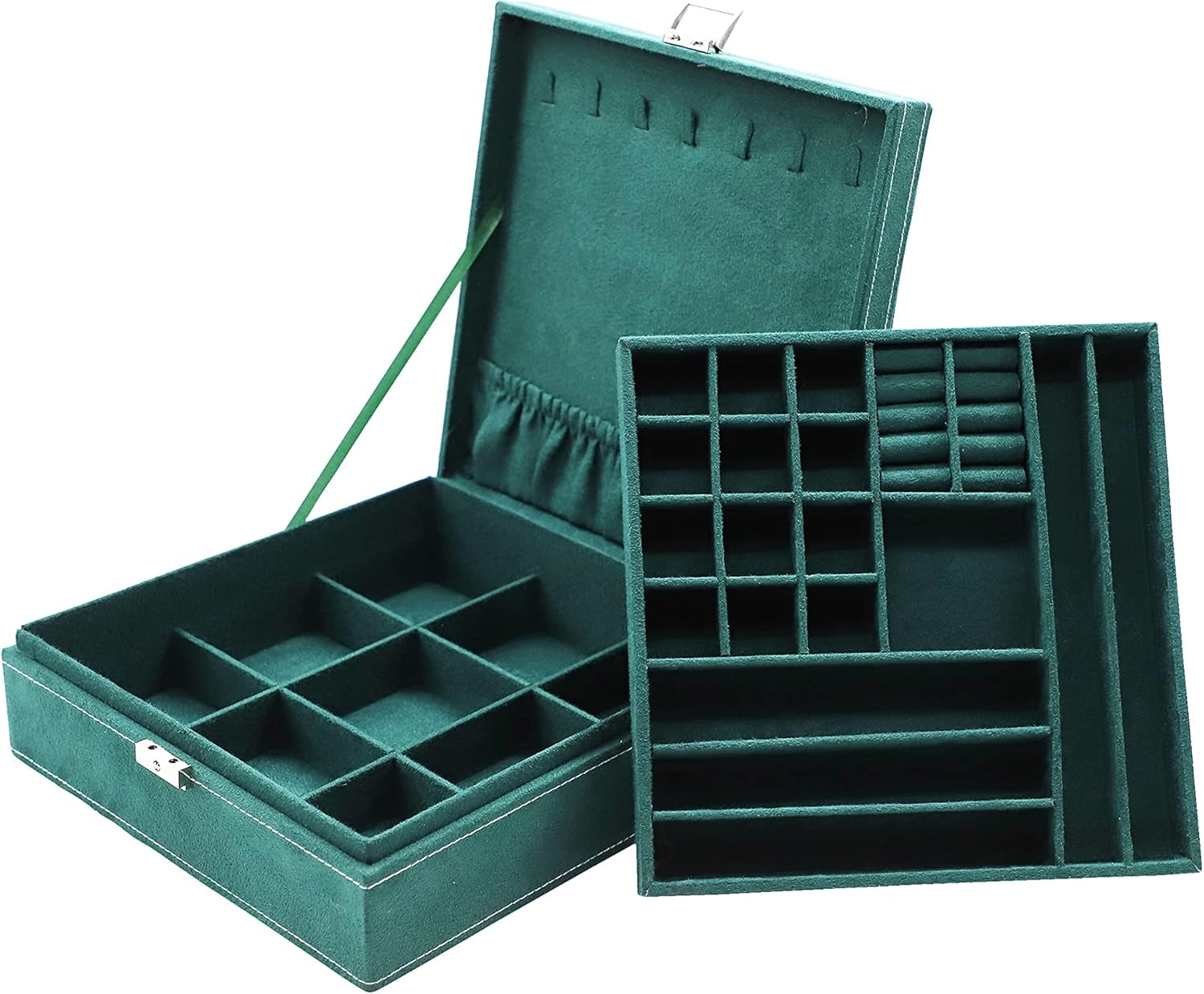 2 Layer Jewelry Box Jewelry Holder Organizer for Necklace Bracelets Rings Watches Storage Case with Lock