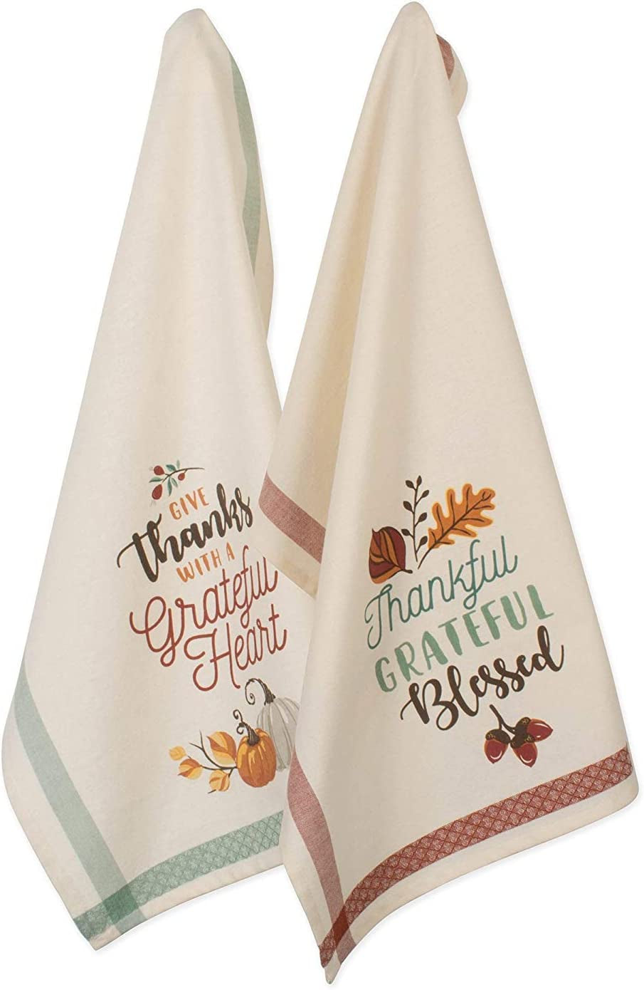 Fall Kitchen Towels for Kitchen Decorative Cotton Dish Towel Set, 18X28, Grateful Heart, 2 Count