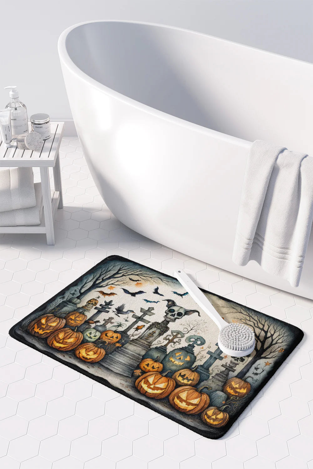 Pet Cemetery Spooky Halloween Memory Foam Kitchen Mat