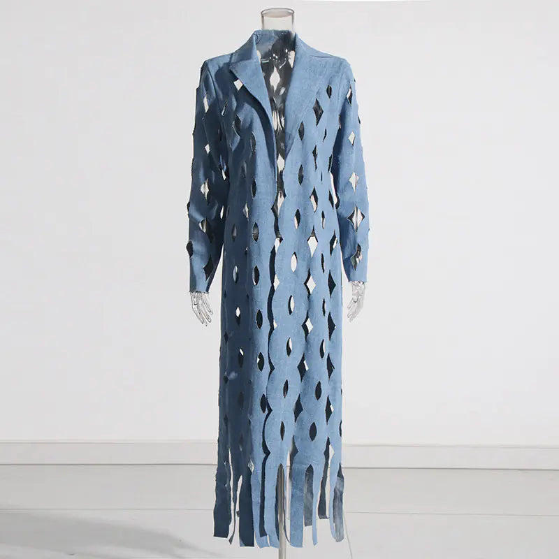 Women’s Fashion Loose Denim Cardigan with Tassels