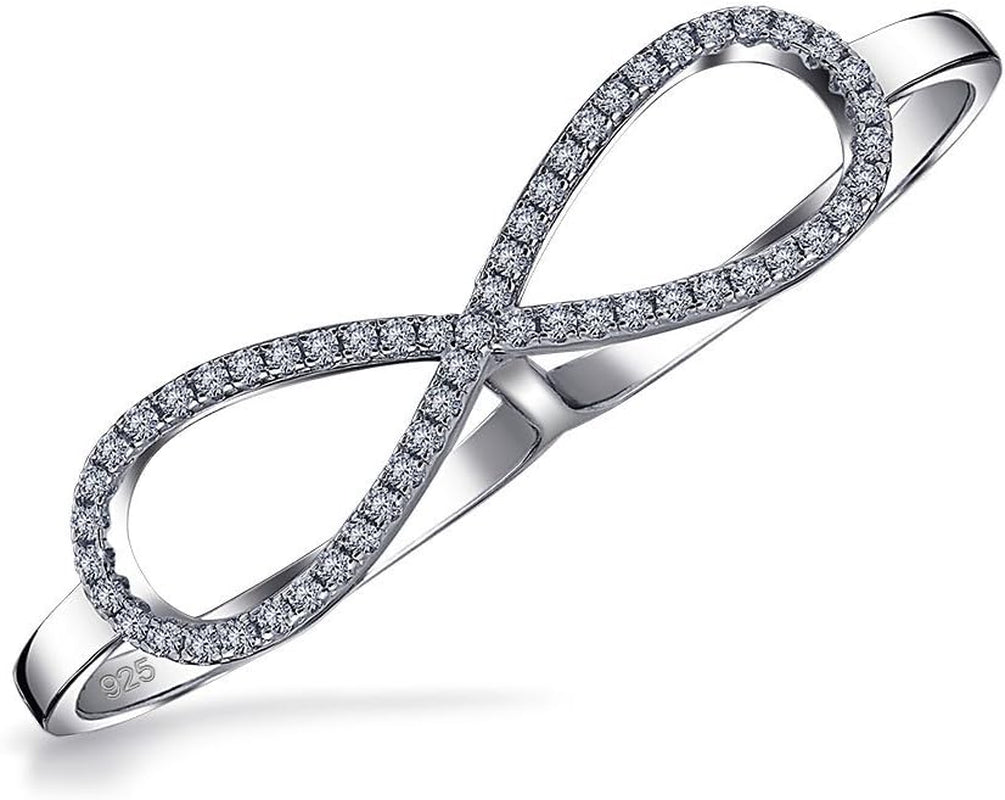Simple Romantic Large Pave Cubic Zirconia Elegant Full Finger Armor CZ Statement Swirl Infinity Ring for Women Teen.925 Sterling Silver