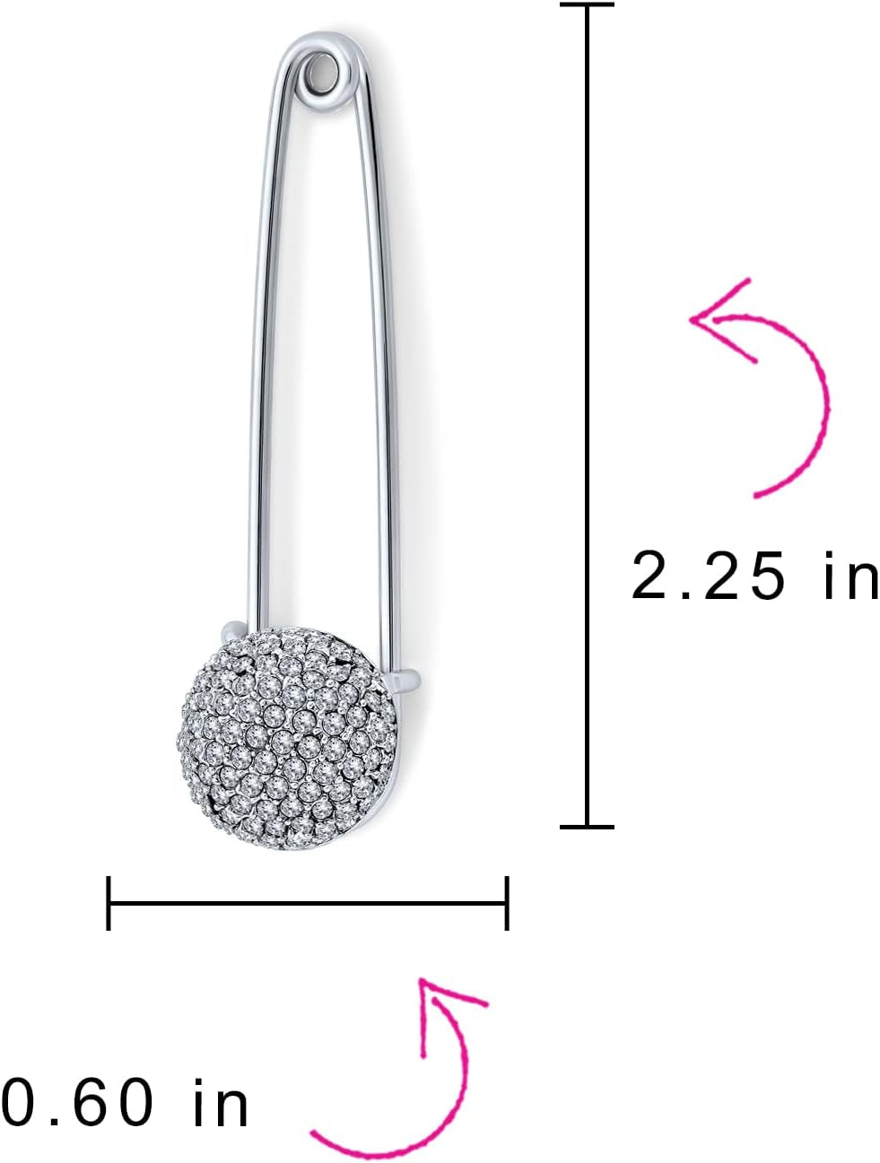 Fashion Large Statement Symbol of Support Christmas Ball Design Safety Pin Scarf Brooch Add Charms for Women Teen Silver Plated 2 Inch