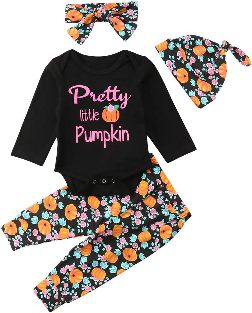 Halloween Days Baby Girls Boys Clothes Toddler Newborn Kids Pumkin Long Sleeve T-Shirt and Prmpkin Print Pants Outfits (18-24 Months, Style 3 Black)