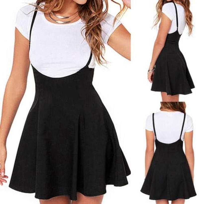 Women'S High Waist Suspender Pleated Skirts Casual School Girls Versatile Strappy Dress