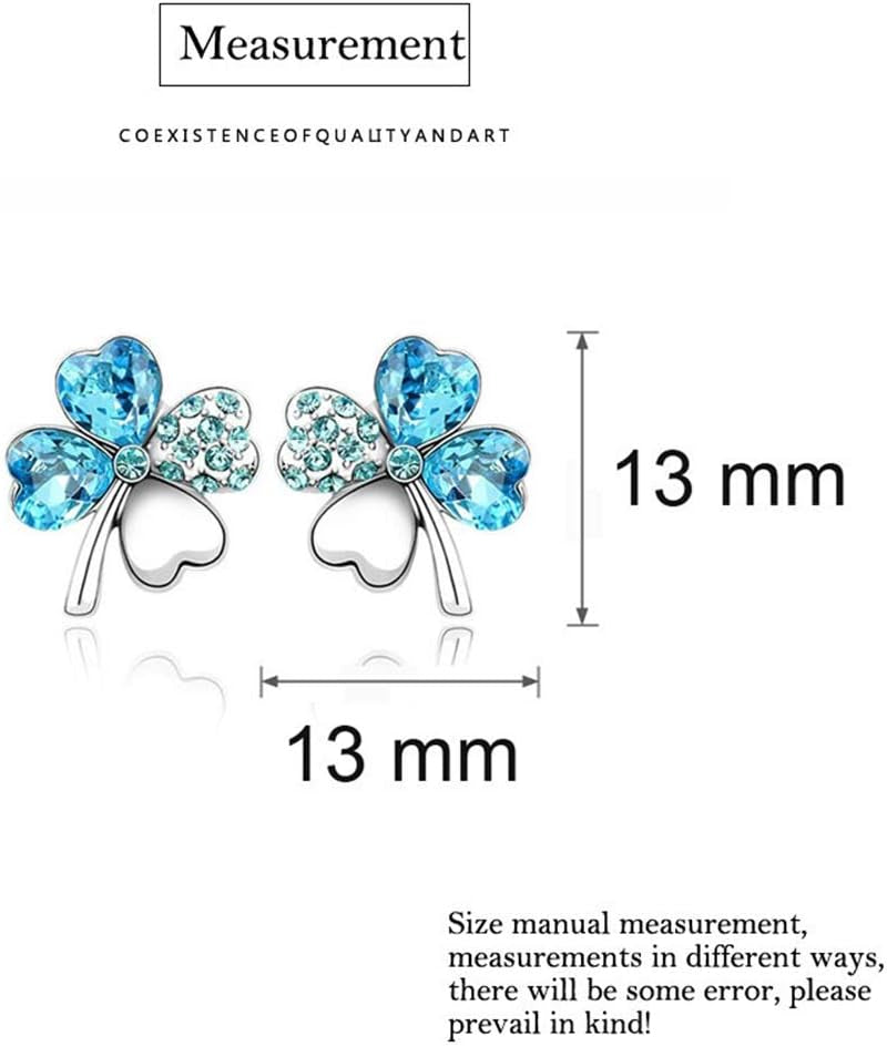 Four Leaf Clovers Jewelry Set, Fashion Austrian Crystal Rhinestone Lucky Four Leaf Clover Necklace Bracelet or Earrings for Women Wedding Party Gift