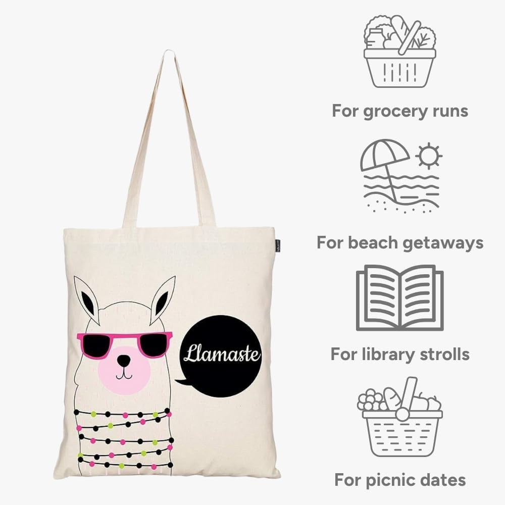 Canvas Reusable Cotton Tote Bag for Women, for School, Grocery, Shopping, Beach & Gifts for Womens