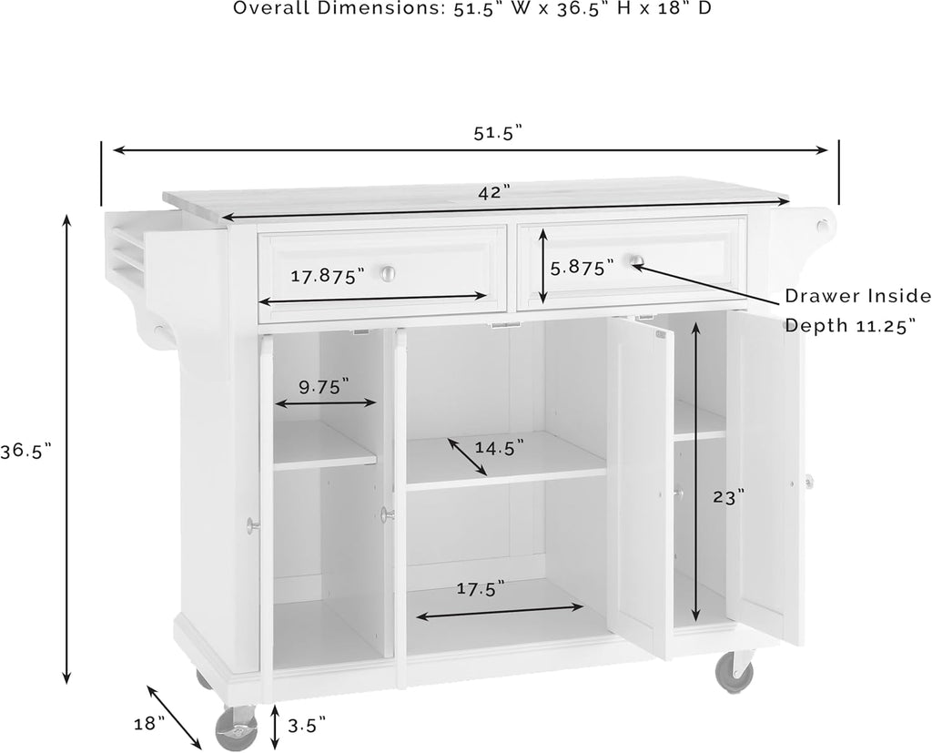 Full Size Granite Top Rolling Kitchen Island Storage Cart, Microwave Stand, Spice Rack, Cherry
