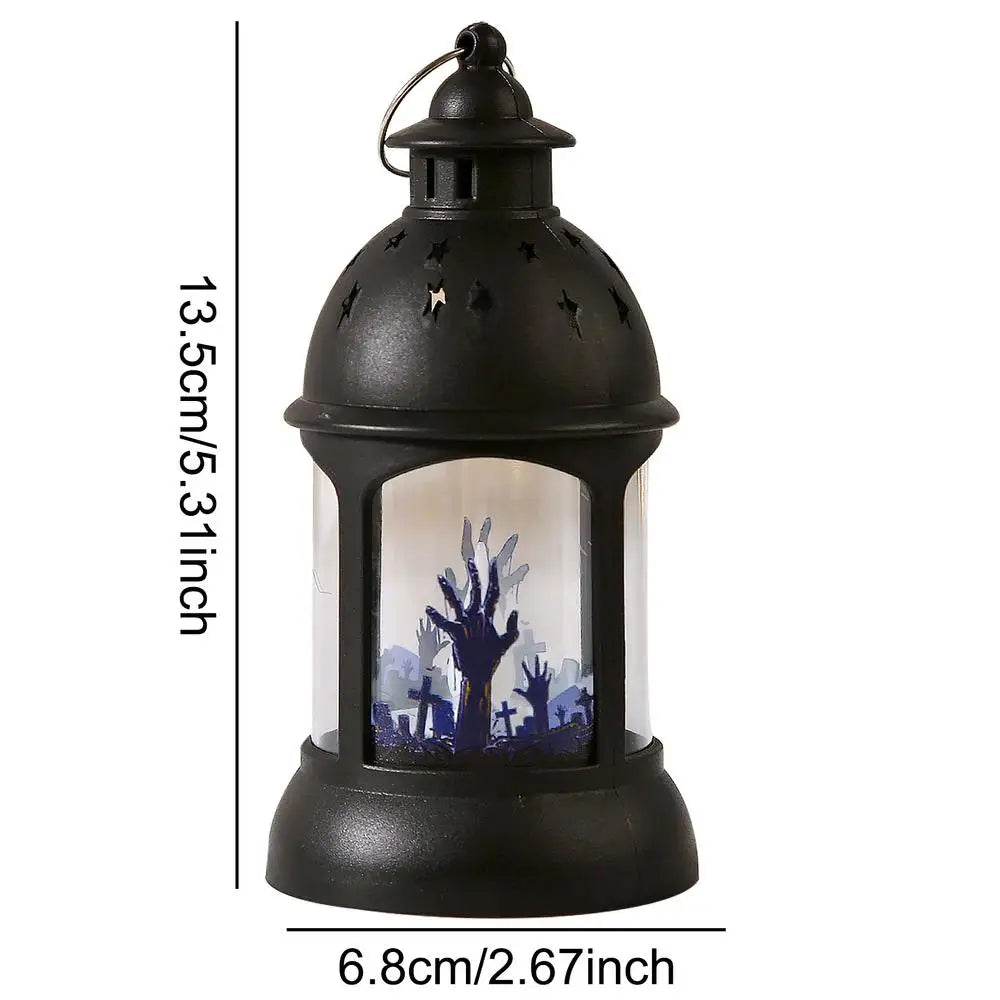 Halloween Lanterns Outdoor Mini Scary Scene Led Lantern Halloween Candle Lantern Decorative Spooky Lights Lanterns Vintage
