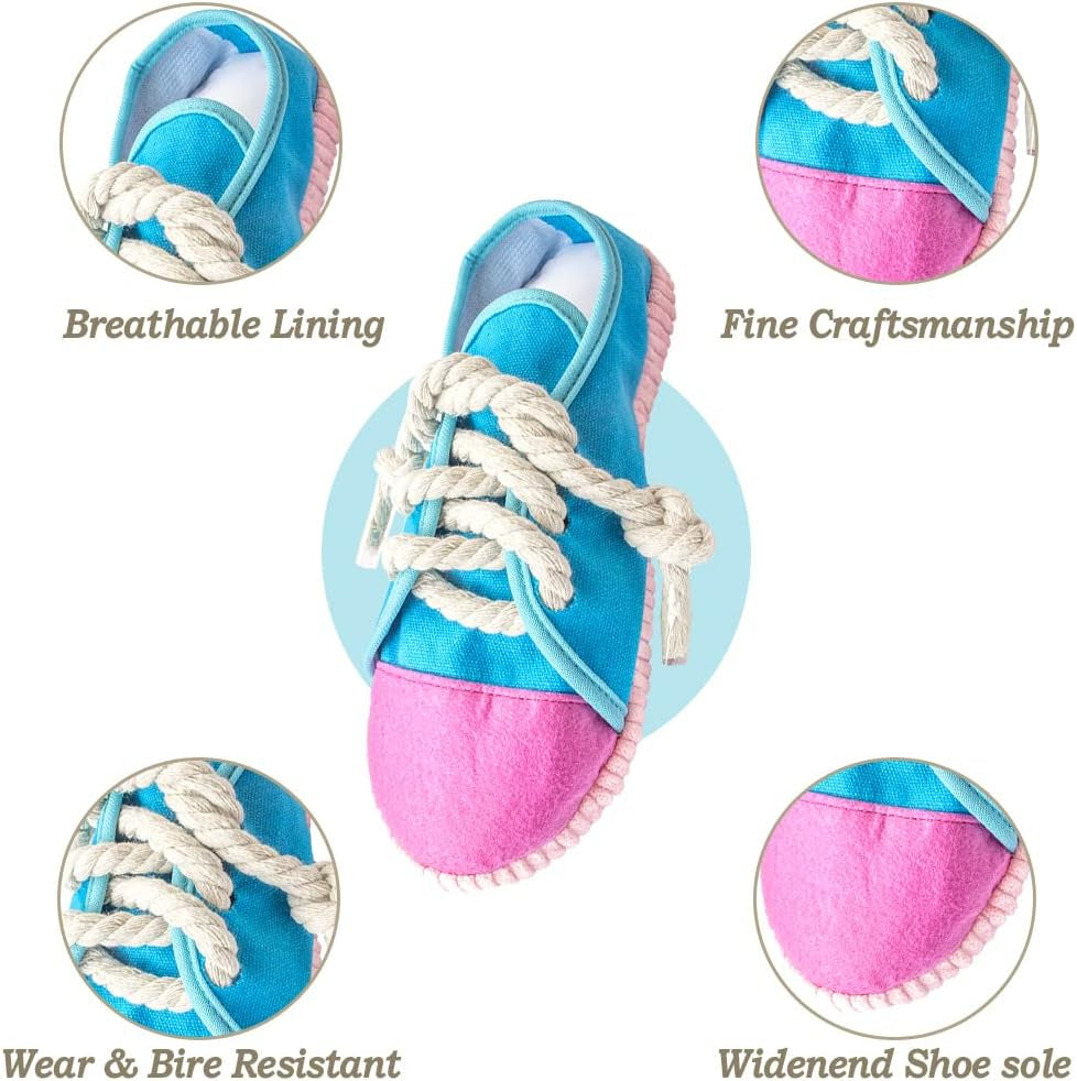 Durable Squeaky Dog Chew Toy Safe Mini Sneaker Shape Interactive Pet Toy for Puppies, Small, Medium Dogs, Cats, Rabbits and Small Animals