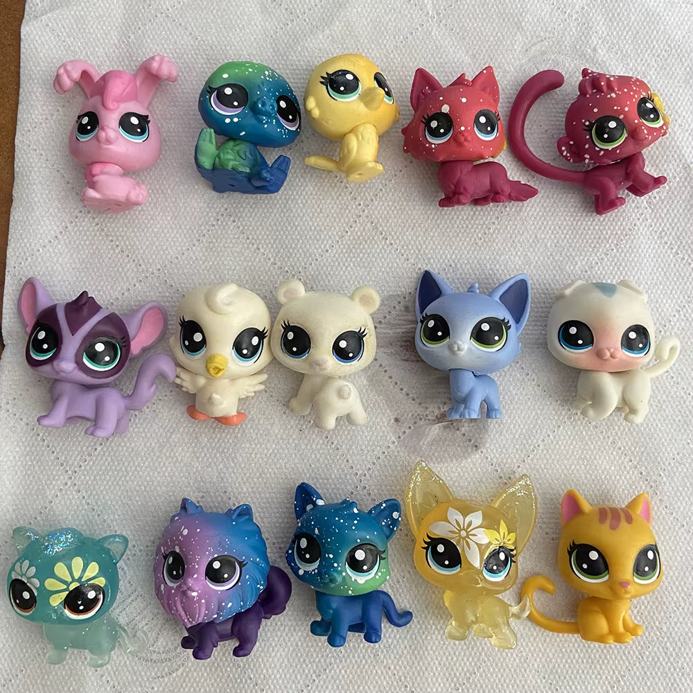 15 Pcs Particular Loose Old Pet Toys Cat Puppy Figure Mini Toy Figures Classic Little Pet Toys