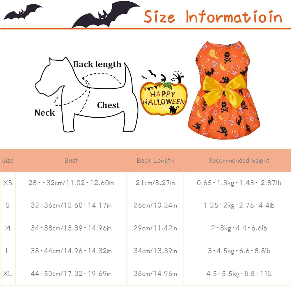 3 Pack Halloween Dog Dress,Halloween Costume for Dogs Female Male,Dog Halloween Costume Xs,Halloween Christmas Cosplay Apperal for Small Dogs Cats.(Small)