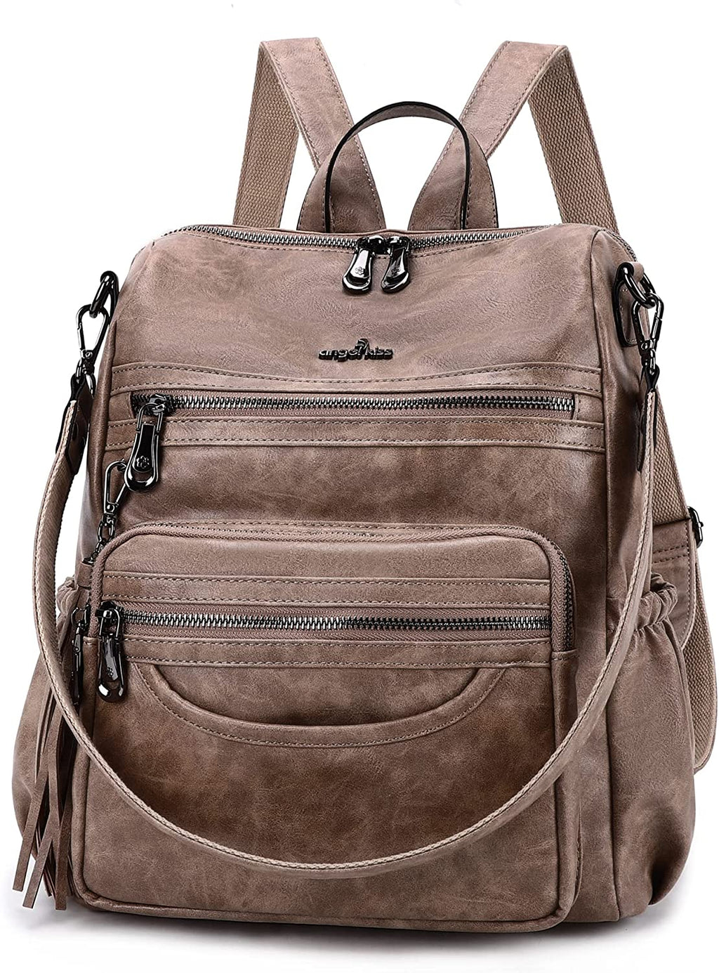 Women'S Backpacks & Purse - PU Leather Zipper Casual Backpacks & Shoulder Bags