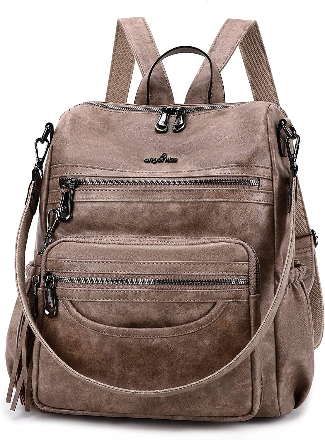 Women'S Backpacks & Purse - PU Leather Zipper Casual Backpacks & Shoulder Bags