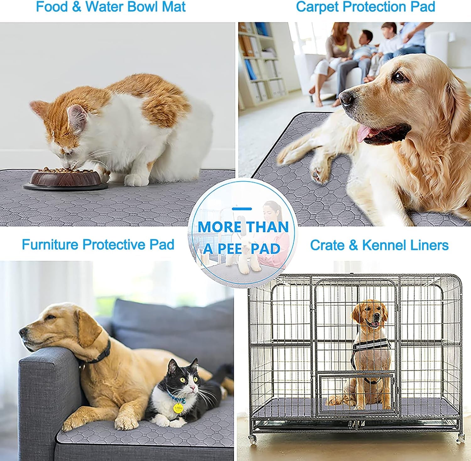 Round Washable Pee Pads for Dogs Rectangle Reusable Dog Puppy Pee Pad Circular Waterproof Potty Training Whelping Pad Non-Slip Housebreaking Absorption Pad for Cats Pet (27.5" X 35.4" (1 Pack))