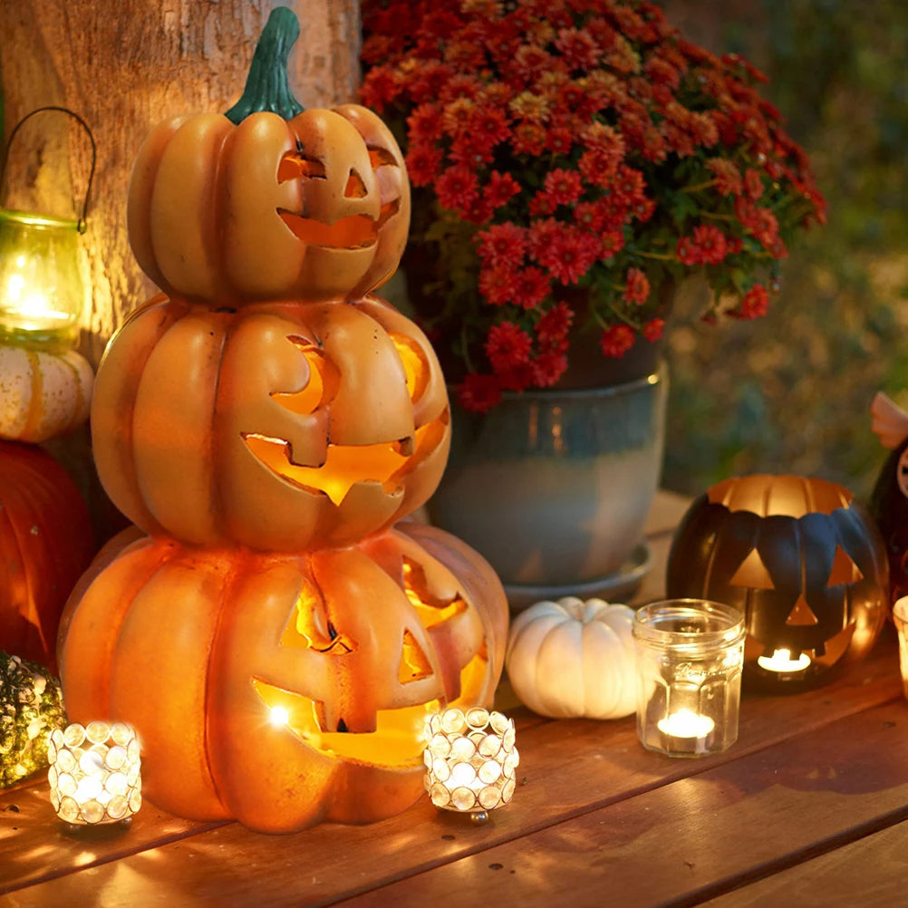 Halloween Light up Stacked Pumpkins Halloween Party Decor Indoor Outdoor Decorations Halloween Pumpkin Light