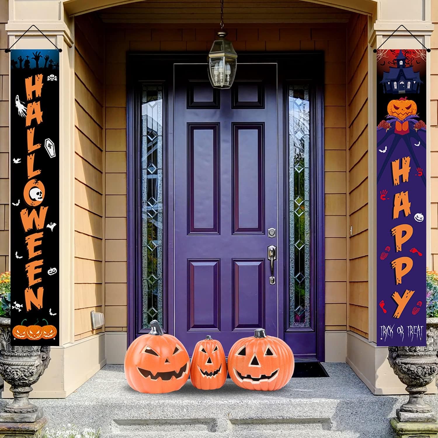 Halloween Banner Outdoor, Halloween Decorations Front Porch Happy Halloween Banner, Outdoor Halloween Banner for Front Door outside Yard Garland Party Supplies