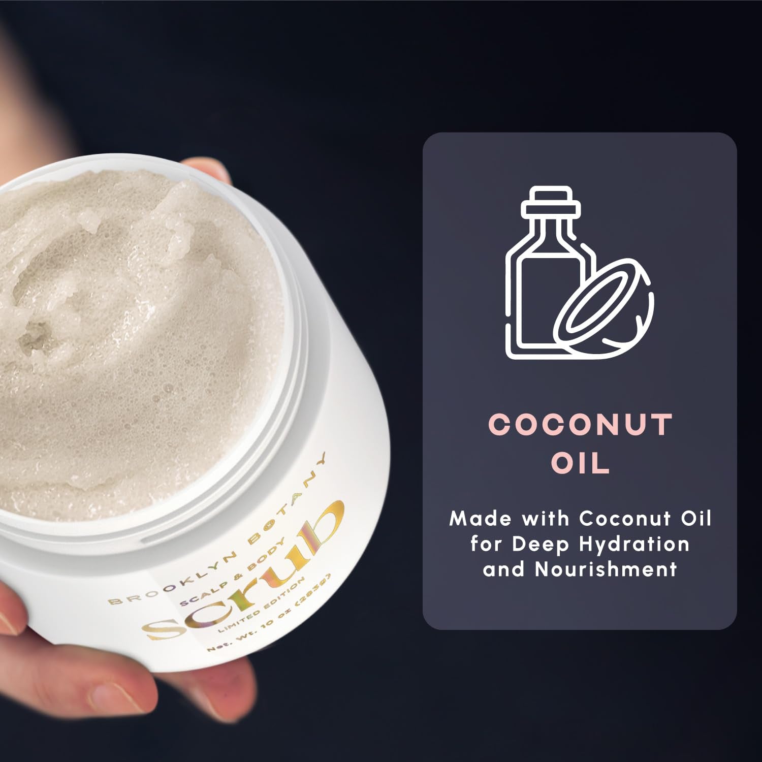 Scalp & Body Scrub – Sugar Scrub Body Exfoliator and Scalp Scrub Made with Coconut Oil to Moisturize, Cleanse and Gently Exfoliate Scalp and Body – Tropical Scent 8.8 Oz