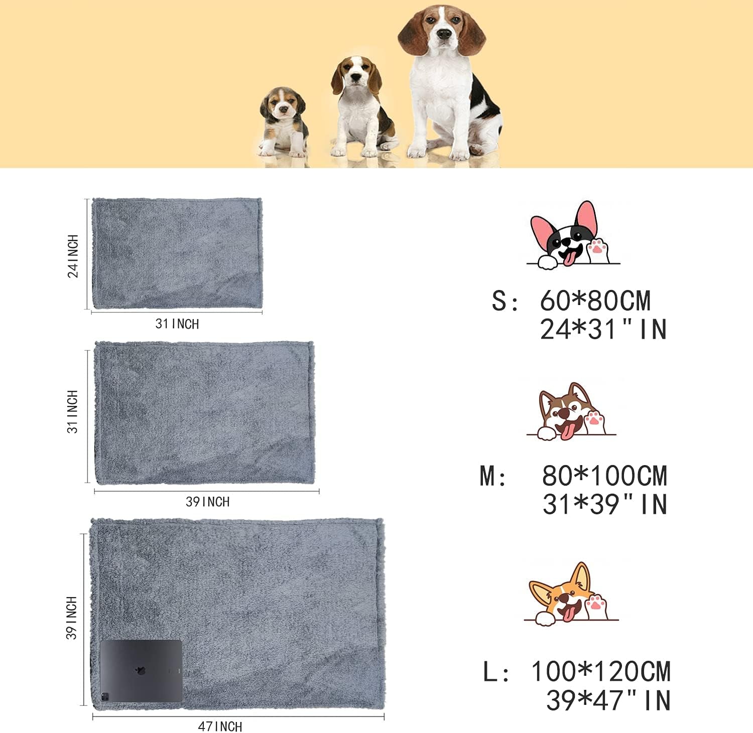 Fuzzy Puppy Blanket Warm Fleece Small Dog Blankets Boy Sherpa Washable Fluffy Pet Cat Throw Pad Couch Cover Premium Gray