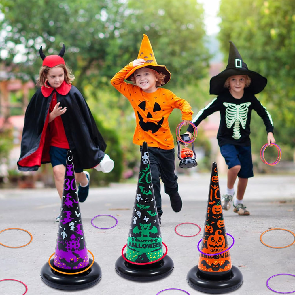 3 Pack Witch Hat Halloween Inflatables Ring Toss Game - Fun Halloween Games,Toys & Party Supplies, Games & Toys for Kids Adults