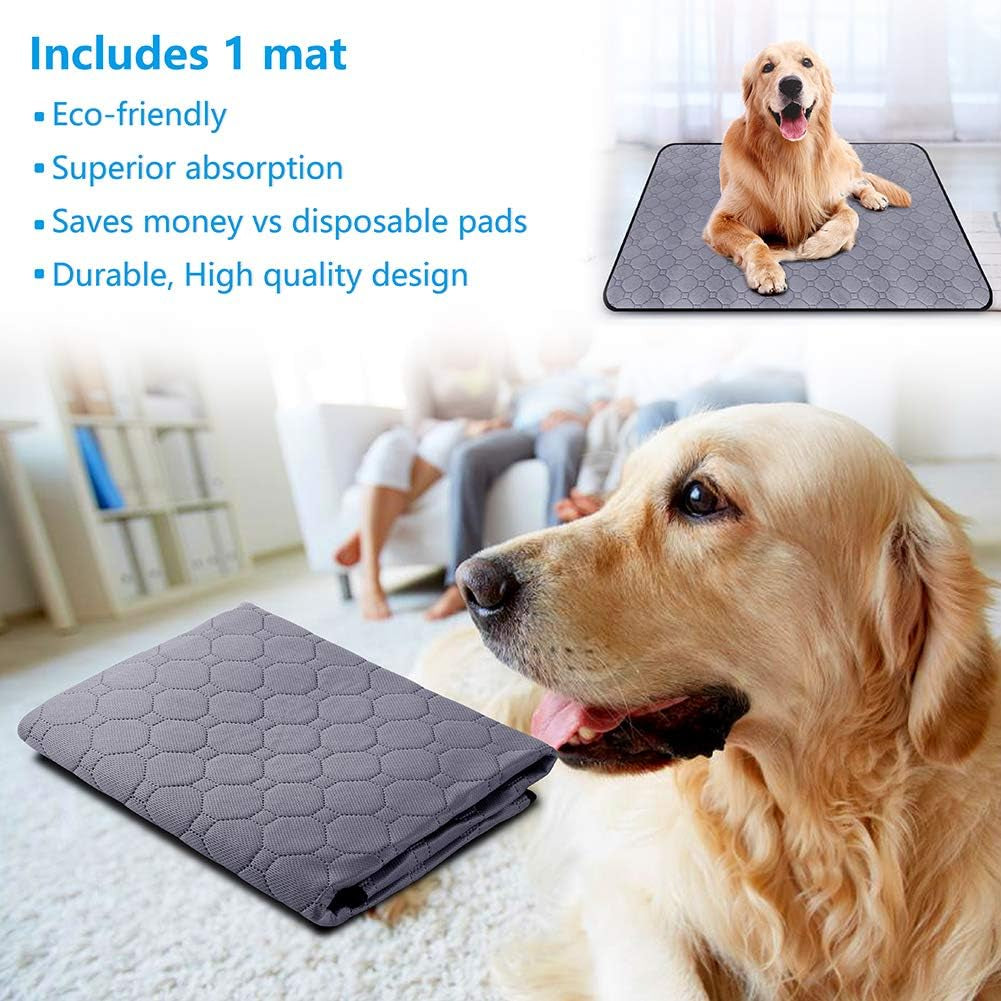 Round Washable Pee Pads for Dogs Rectangle Reusable Dog Puppy Pee Pad Circular Waterproof Potty Training Whelping Pad Non-Slip Housebreaking Absorption Pad for Cats Pet (27.5" X 35.4" (1 Pack))
