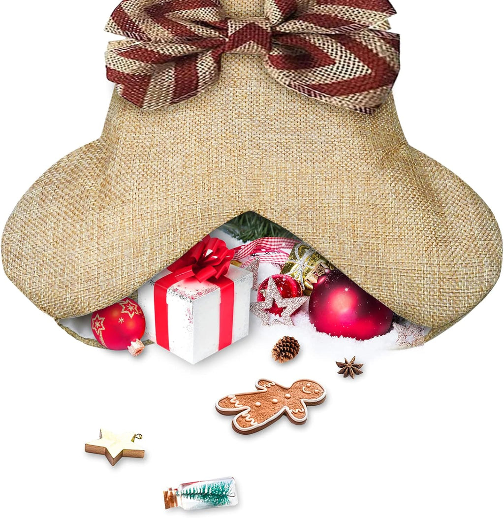 New Linen Large Christmas Stocking for Dogs Cats Pets Jute Natural Burlap Dog Bone Shape Hanging Dog Christmas Stocking