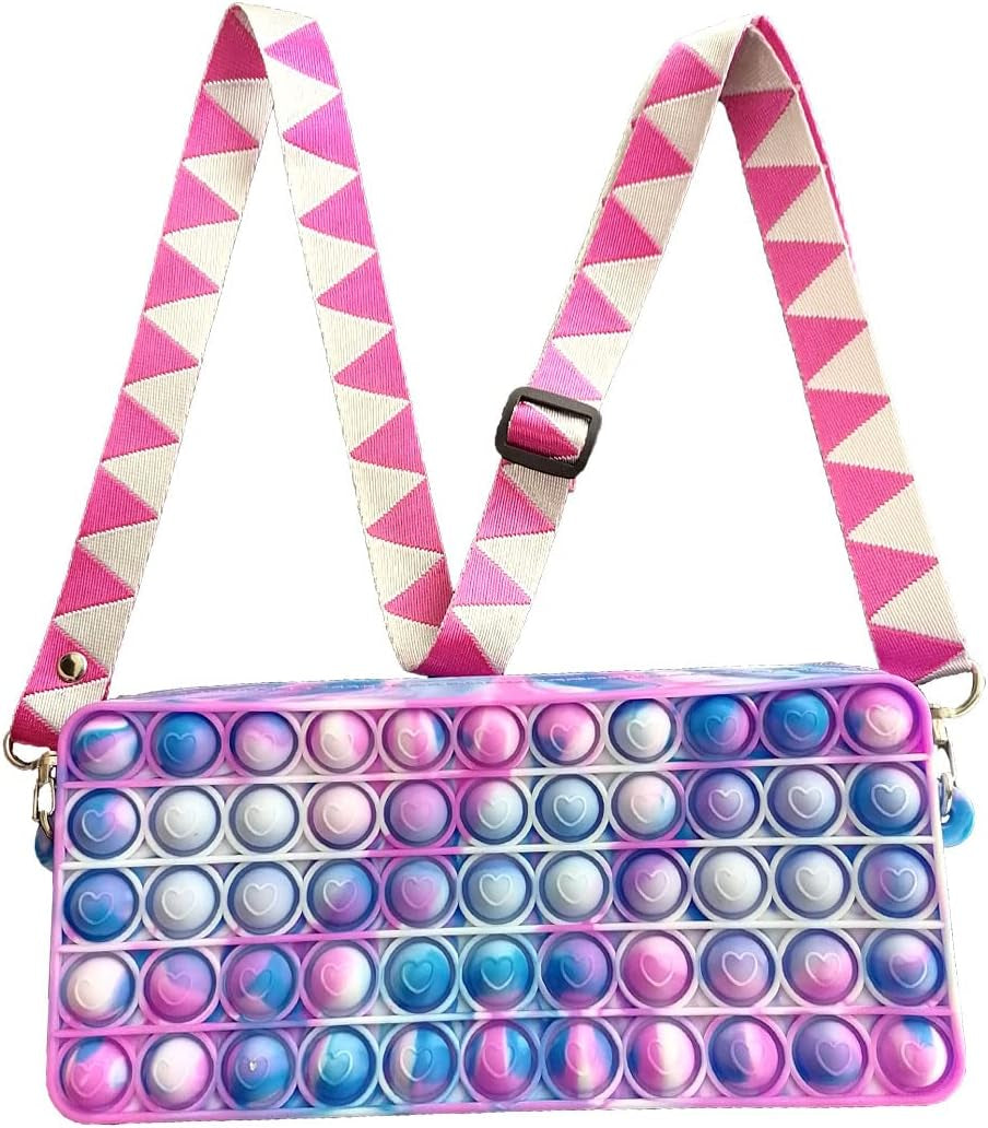 Pop Purse for Party Favors, Pop Bag Sensory Pop Fidget Toy Crossbody Body Handbags, Valentines Day Gifts for Kids (Camouflage B)