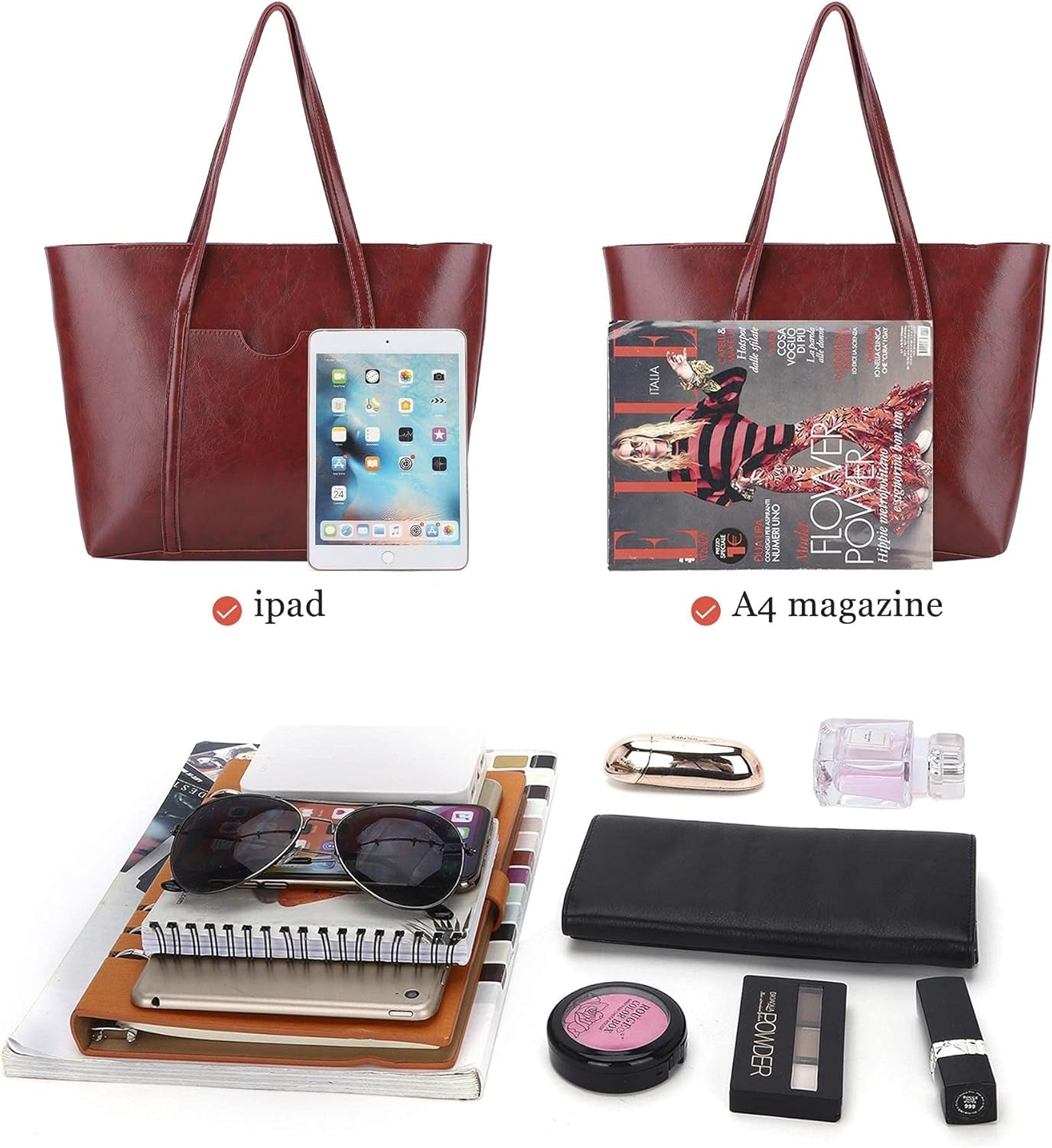 Handbag for Women Shoulder and Purse Bag Fashion Tote Bag Top Handle Satchel Purse Set 4Pcs