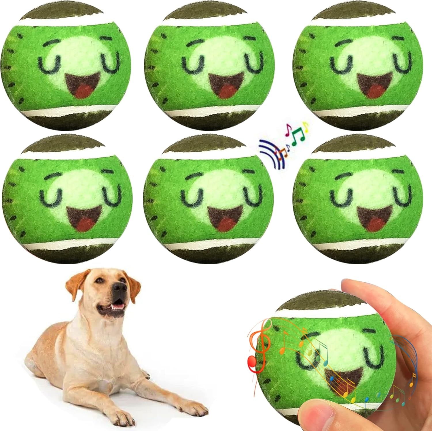 Tennis Balls for Dogs Funny Squeaky Dog Toys Chew Toys for Exercise and Training | 6 Pack Colorful Easy Catching Pet Dog Ball | 2.6" Pet Toys for Small Puppies Medium & Large Dogs