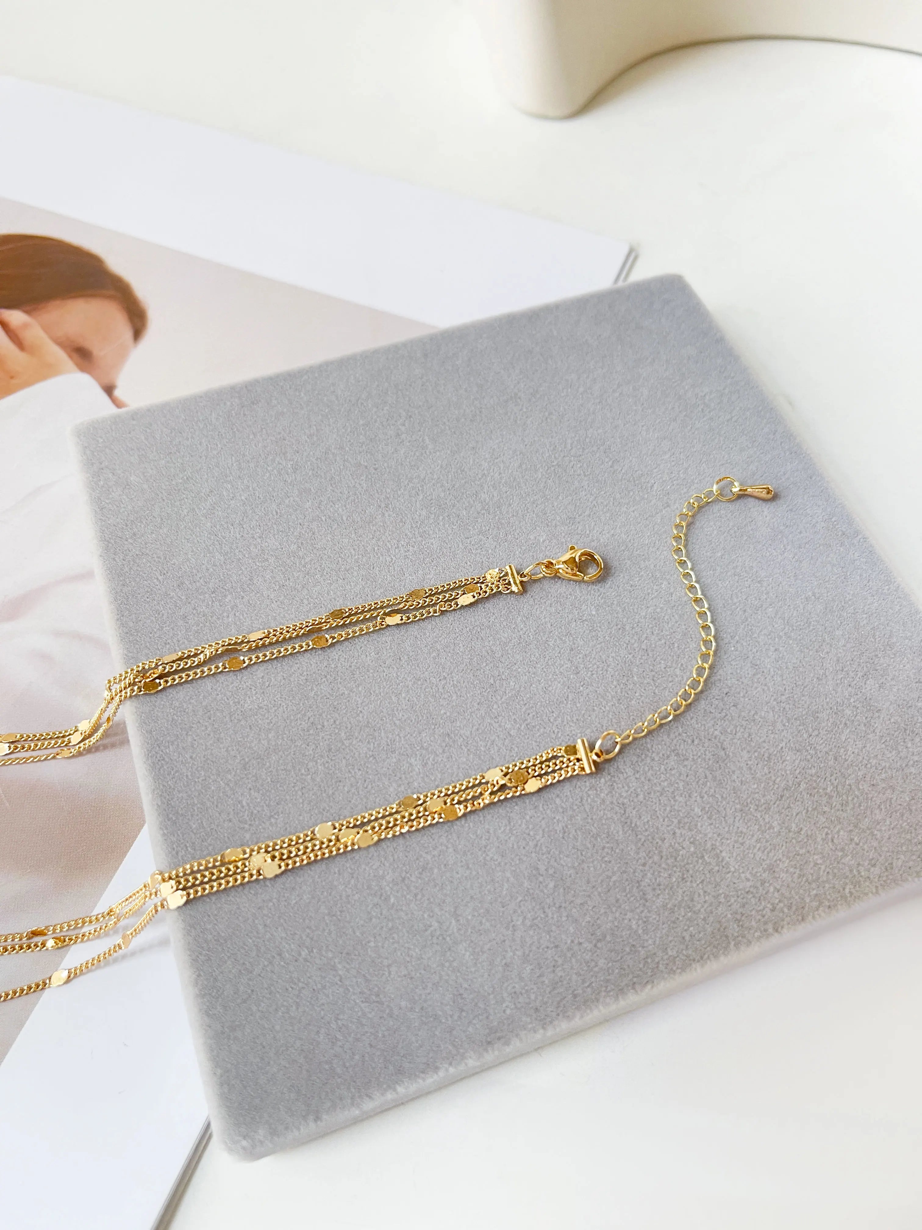 Fashion Bohemia Three Layers Necklace for Women Long Necklace Original French Romantic Starripple Sweater Chain