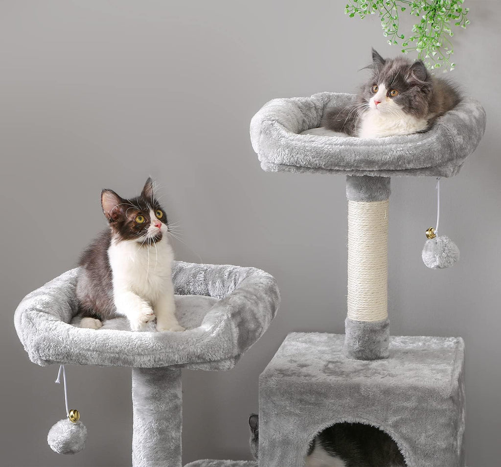 Cat Tree Cat Tower with Scratching Post Top Plush Perch Multi-Level Cat Condo Hammock Jumping Platform Kitten Activity Center for Indoor Cats MMJ53L