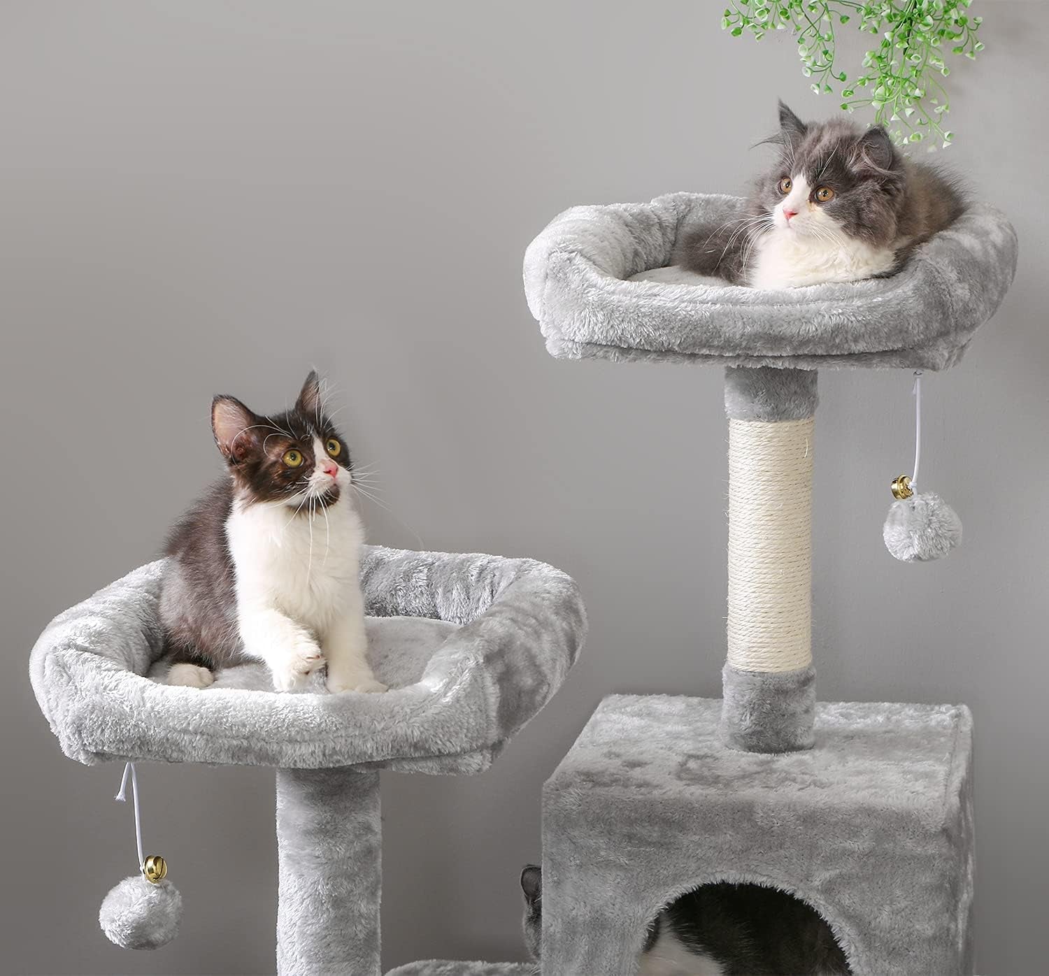 Cat Tree Cat Tower with Scratching Post Top Plush Perch Multi-Level Cat Condo Hammock Jumping Platform Kitten Activity Center for Indoor Cats MMJ53L