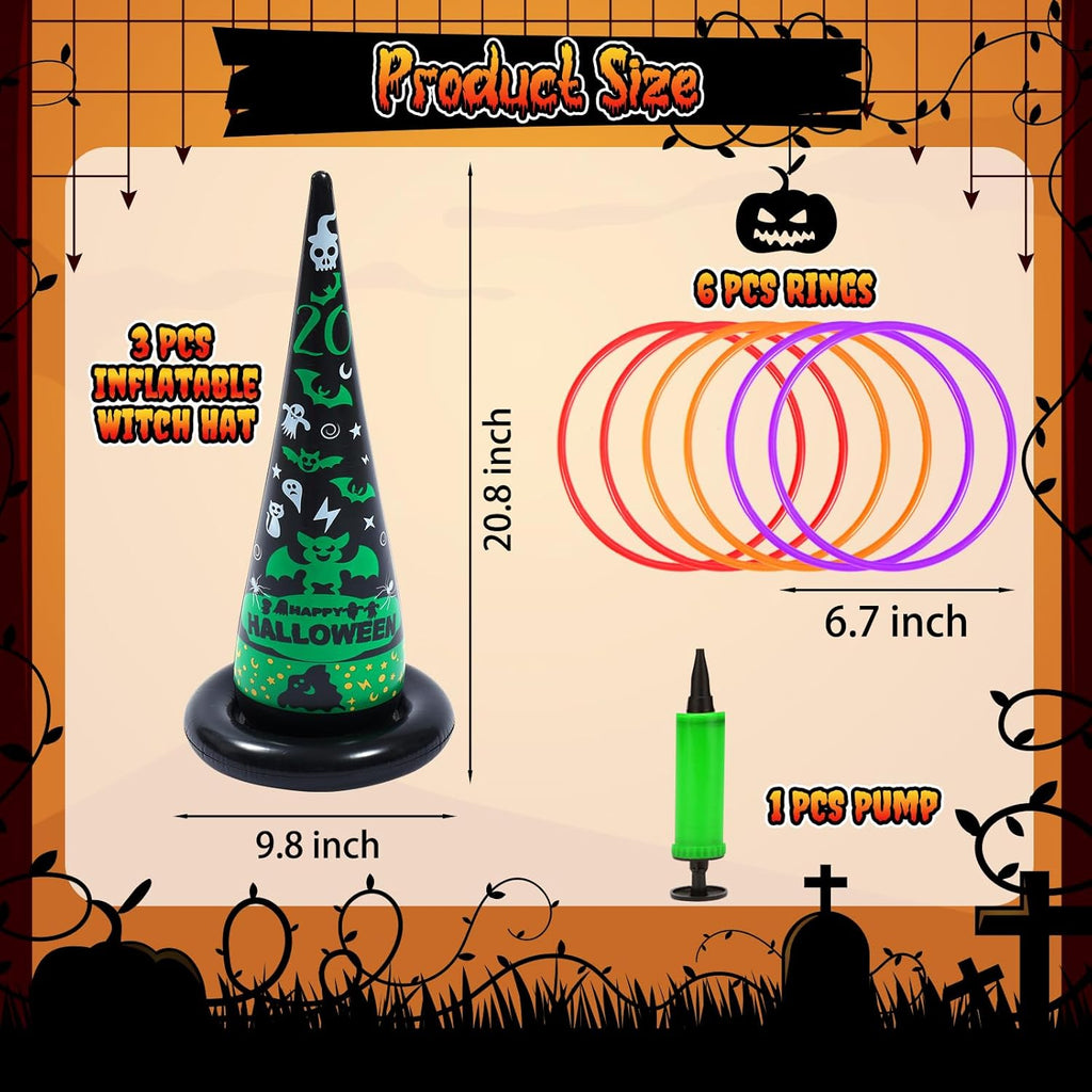 3 Pack Witch Hat Halloween Inflatables Ring Toss Game - Fun Halloween Games,Toys & Party Supplies, Games & Toys for Kids Adults