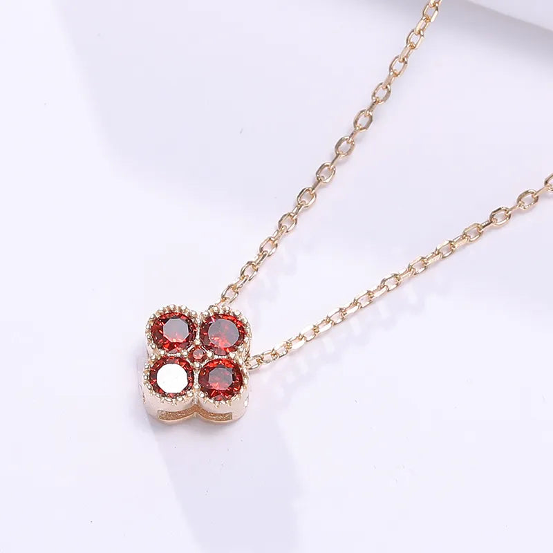 Dainty Birthstone Clover Necklace - S925 Silver