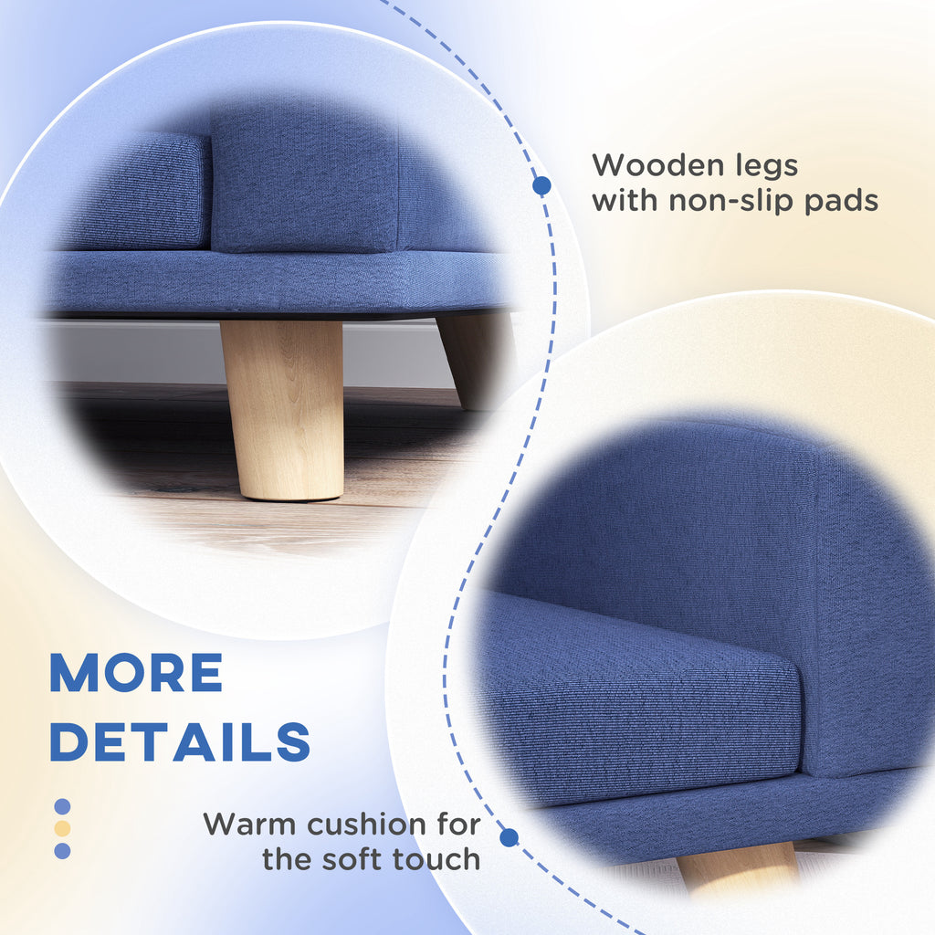 Dog Sofa Couch Bed With Washable Cushion For Large Dogs, Cats, Blue