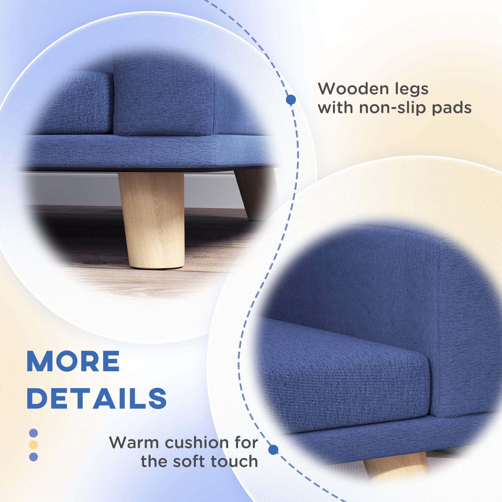 Dog Sofa Couch Bed With Washable Cushion For Large Dogs, Cats, Blue