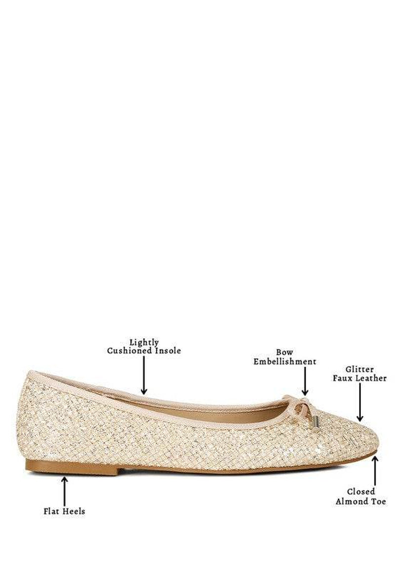 Harriet Glitter Faux Leather Flat Ballerinas