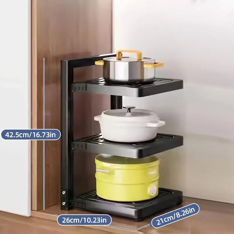Cabinet Heavy-Duty for POTS Pans and Bowls under the Sink Pot Lid Rack Kitchen Cabinet Storage Rack with 4 Adjustable Layers
