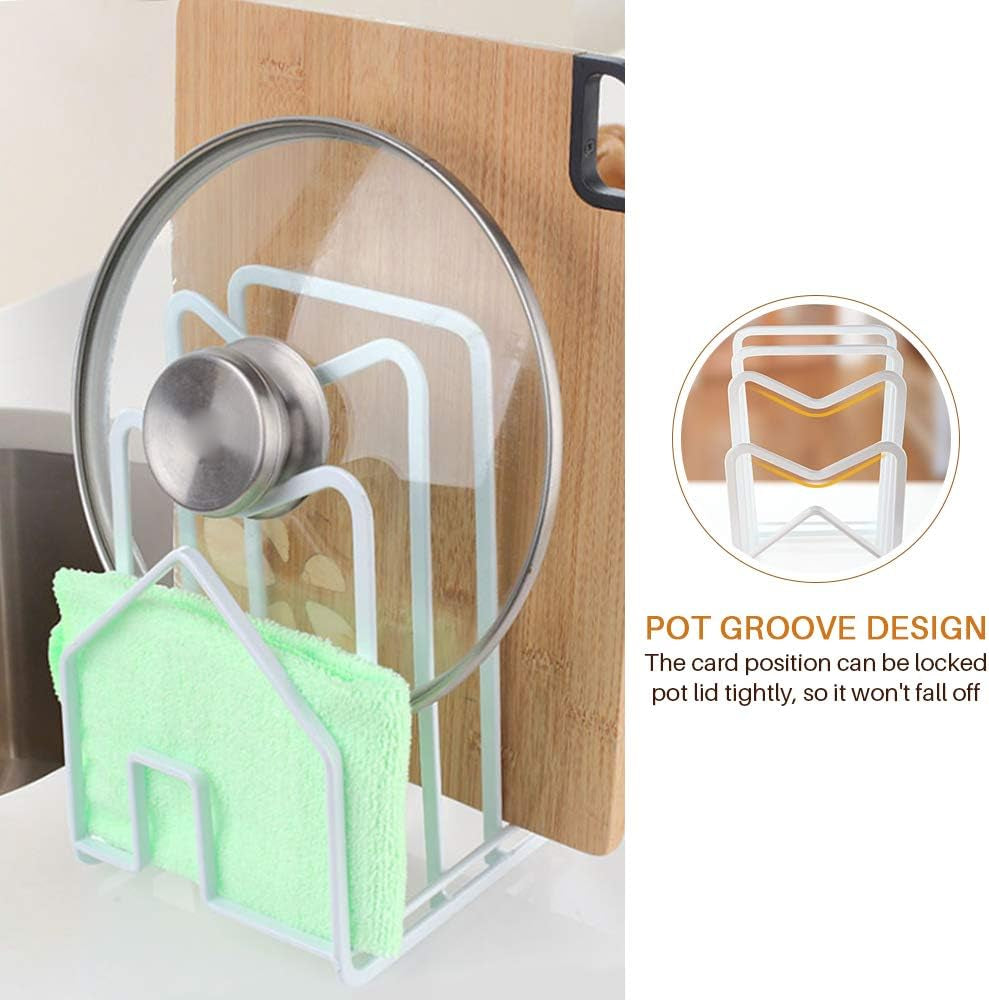 Cutting Board Holder Rack, Pot Pan Lid Organizer Kitchen Shelf Chopping Board Rack Cutting Board Rack Organizer Stand Holder Kitchen Countertop Drain Storage Shelf Bedroom Study Bookshelf (White)