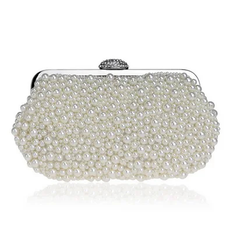 Women Messenger Beaded Women Vintage Evening Bags Imitation Pearl Shell Women Bag Shoulder Bags,Diamonds Clutch Bag for Wedding
