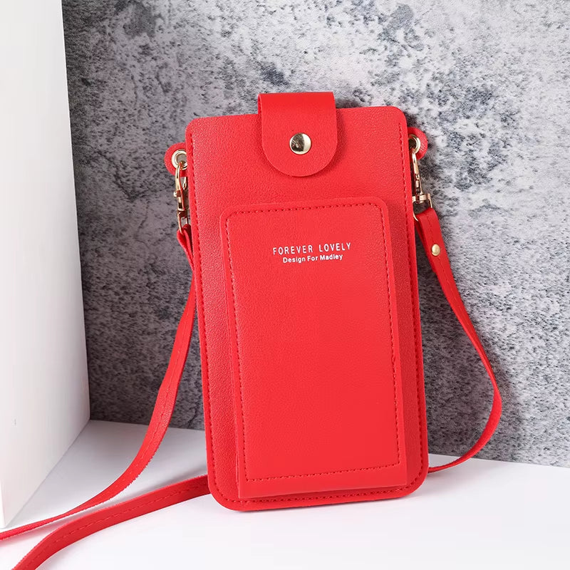 2024 New Solid Color Fashion Simple Shoulder Bag Slung Mobile Phone Bag Women'S Driver'S License Card Wallet