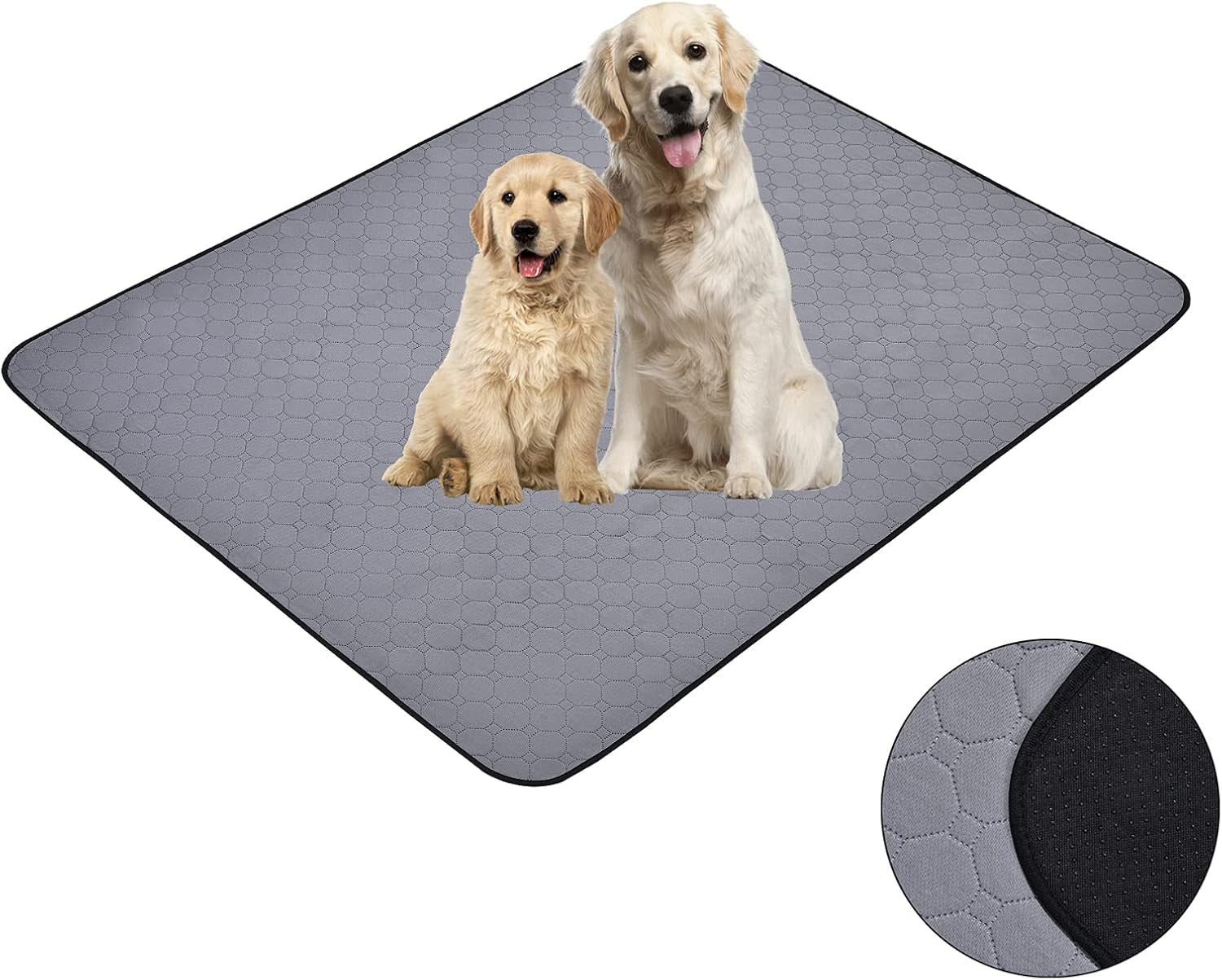 Round Washable Pee Pads for Dogs Rectangle Reusable Dog Puppy Pee Pad Circular Waterproof Potty Training Whelping Pad Non-Slip Housebreaking Absorption Pad for Cats Pet (27.5" X 35.4" (1 Pack))