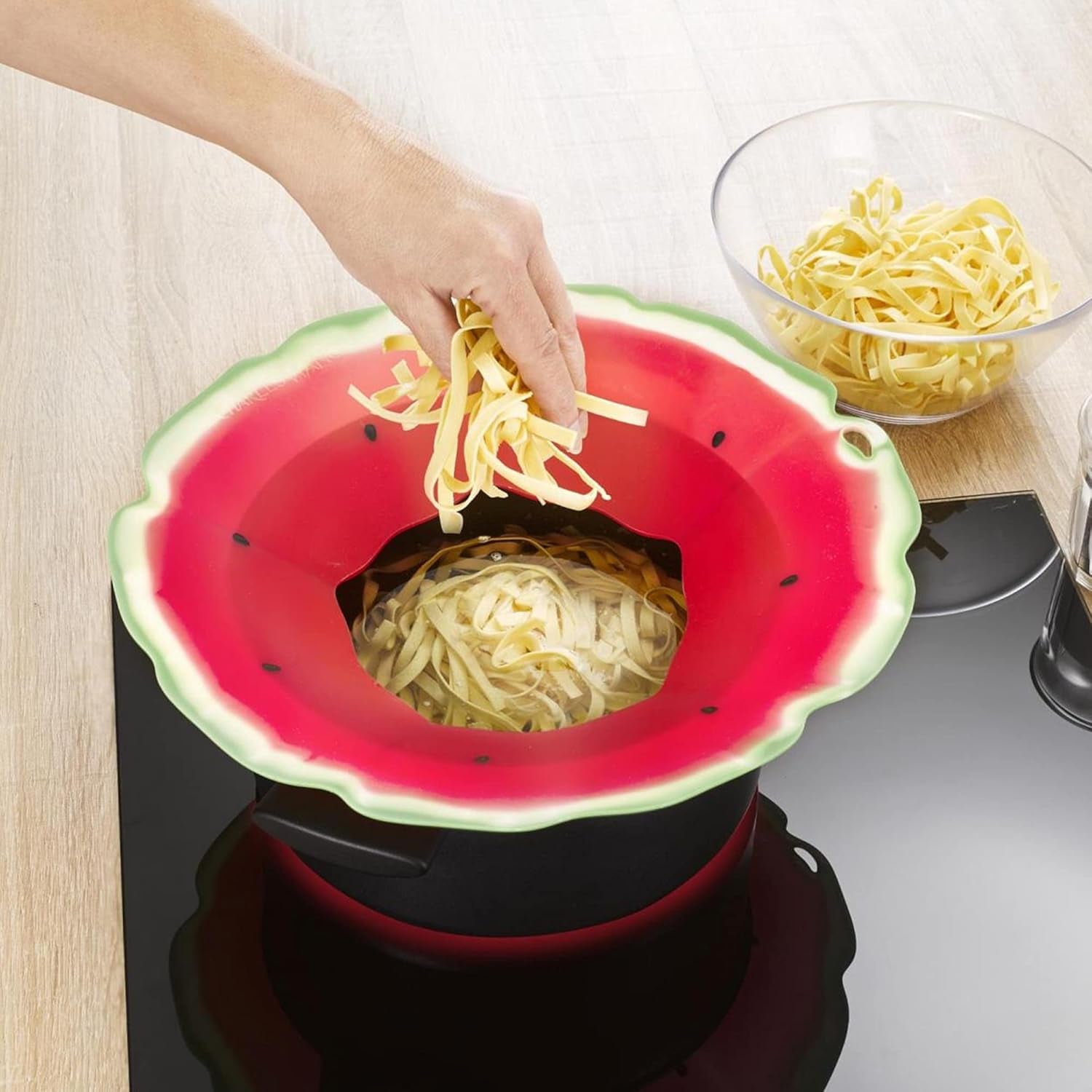 - Food Safe Silicone Overboil Ring - Prevents Food from Spilling, Keeps Your Kitchen Clean - Food-Grade Silicone - Stovetop and Dishwasher Safe - 12” / 30Cm - Watermelon