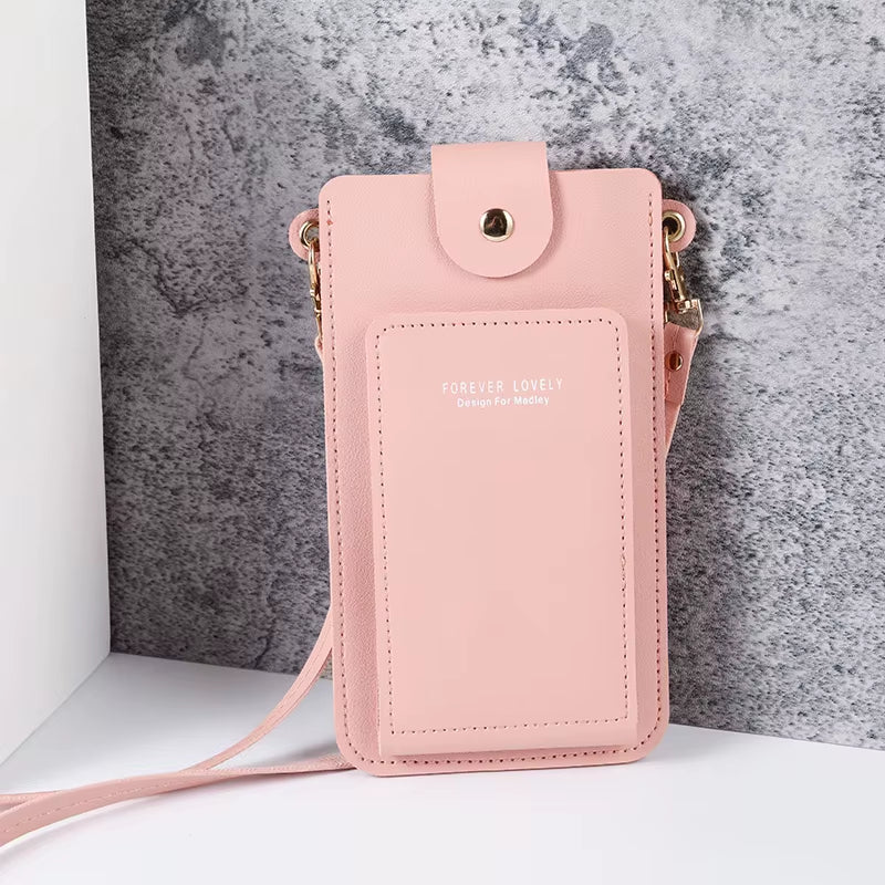 2024 New Solid Color Fashion Simple Shoulder Bag Slung Mobile Phone Bag Women'S Driver'S License Card Wallet