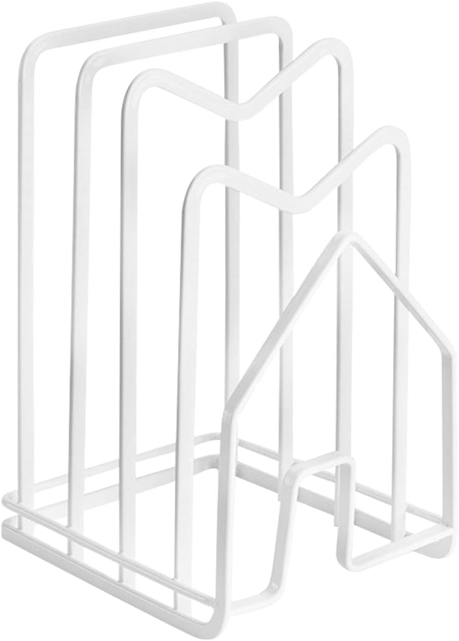 Cutting Board Holder Rack, Pot Pan Lid Organizer Kitchen Shelf Chopping Board Rack Cutting Board Rack Organizer Stand Holder Kitchen Countertop Drain Storage Shelf Bedroom Study Bookshelf (White)