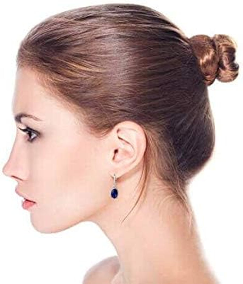 Boho Western Style Gemstone Oval Lever Back Drop Dangle Earrings for Women .925 Sterling Silver Semi Birthstone Colors