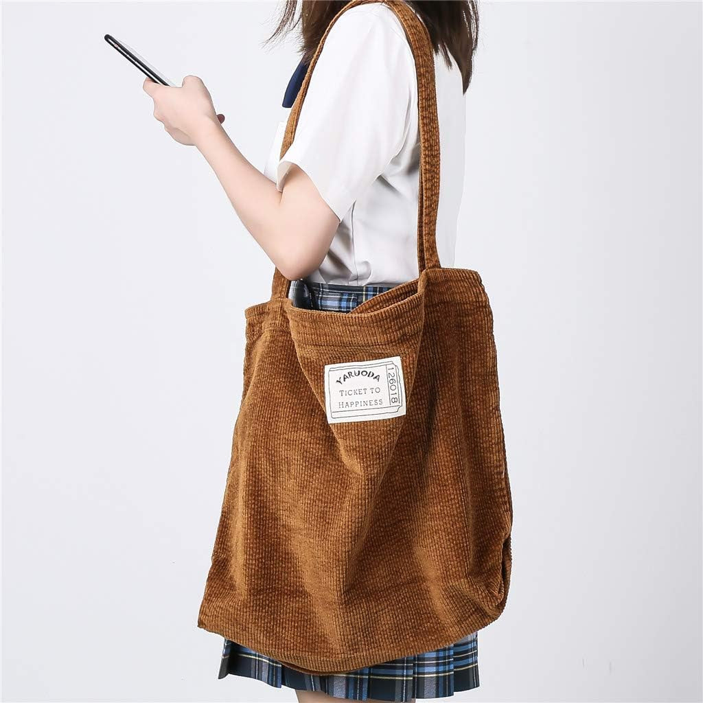Women Shoulder Handbags Casual Hobo Bags Corduroy Shopper Tote Bag