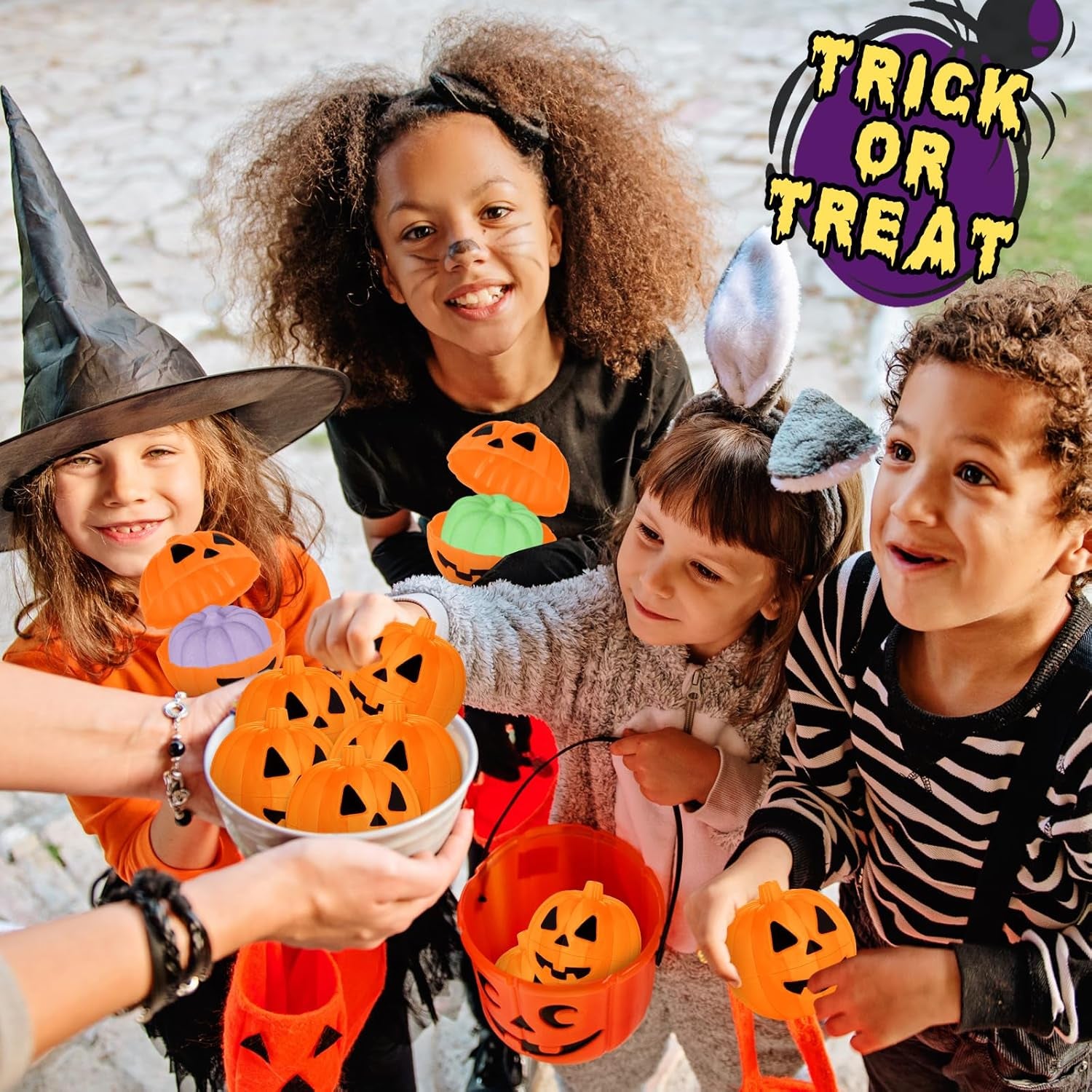 9 Pack Halloween Bath Bombs with Surprise Toys Inside, Halloween Pumpkin Bath Bombs for Kids, Halloween Party Favors for Kids Girls Boys, Halloween Treat Bags Gifts and Goodie Bag Stuffers