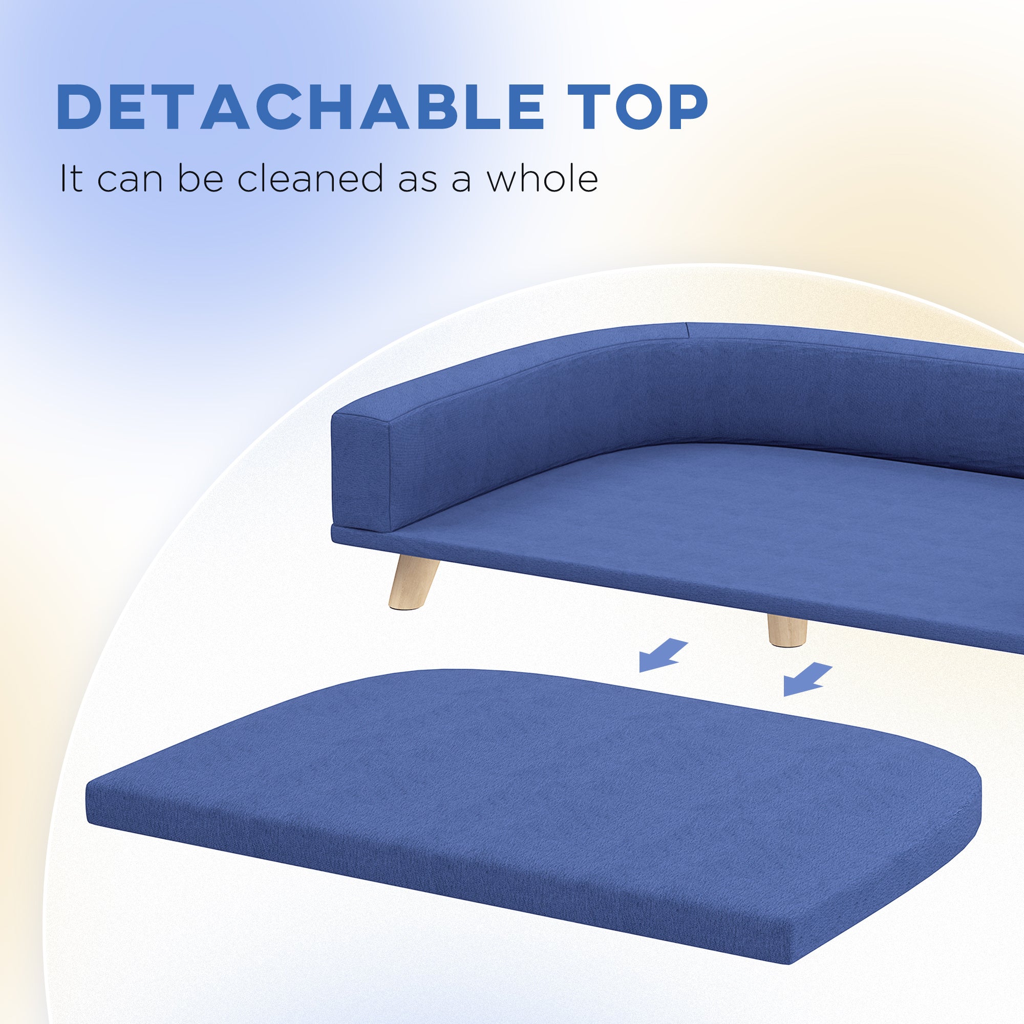 Dog Sofa Couch Bed With Washable Cushion For Large Dogs, Cats, Blue