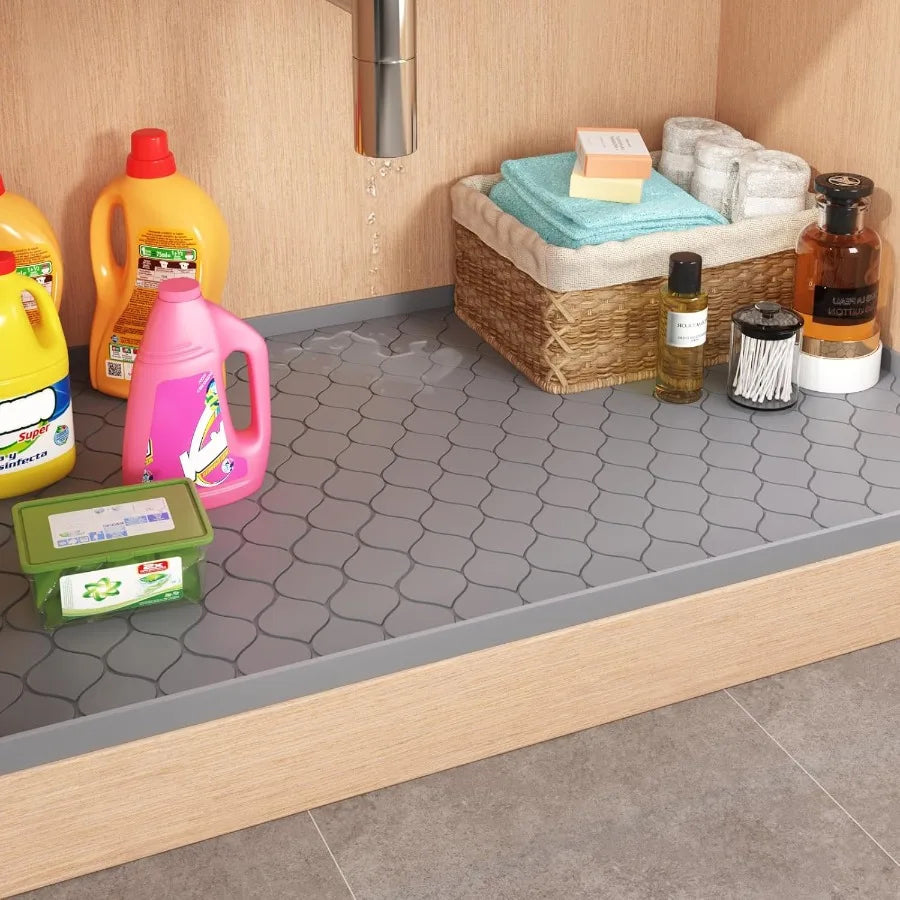 Silicone under Sink Mat 22 X 19 Kitchen Essentials and Gadgets Shelf Liner and Cabinet Protector Home Organizers and Storage Wa